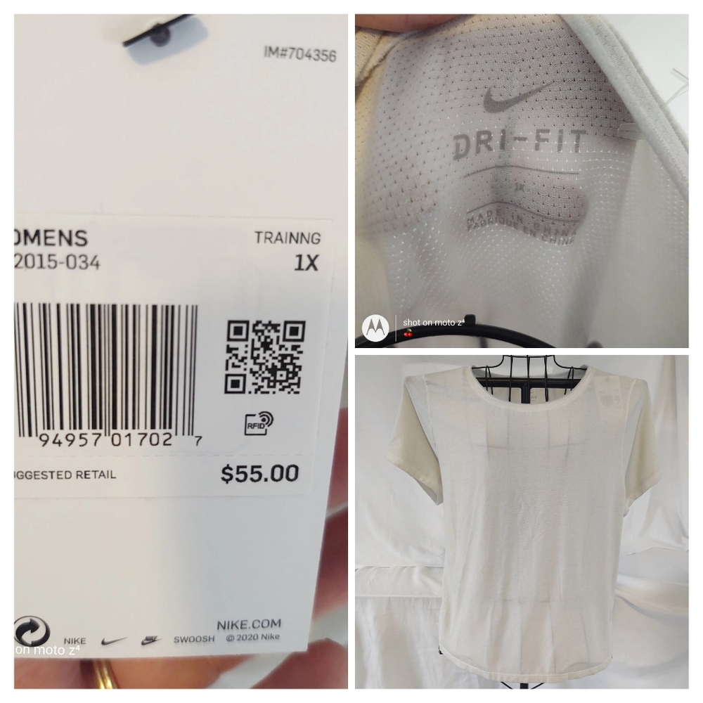 NWT. NIKE dry fit blouse, size 1x. Very pale lime green.